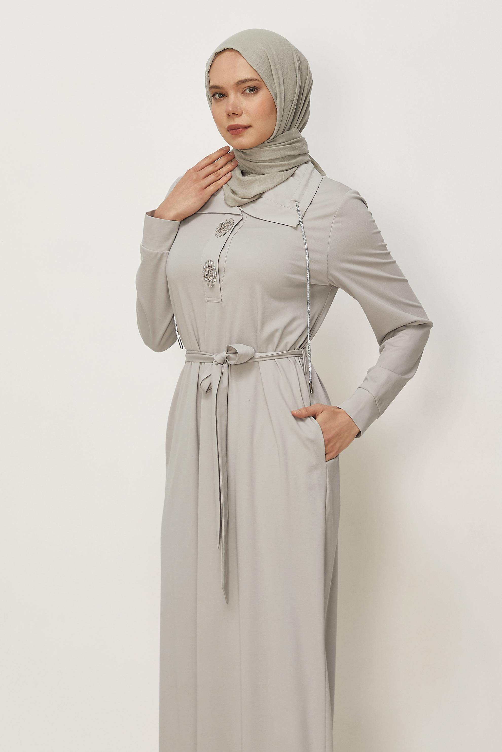 Vêtements hijab BEIGE ROBE DE SURVÊTEMENT CEINTURÉE 46343