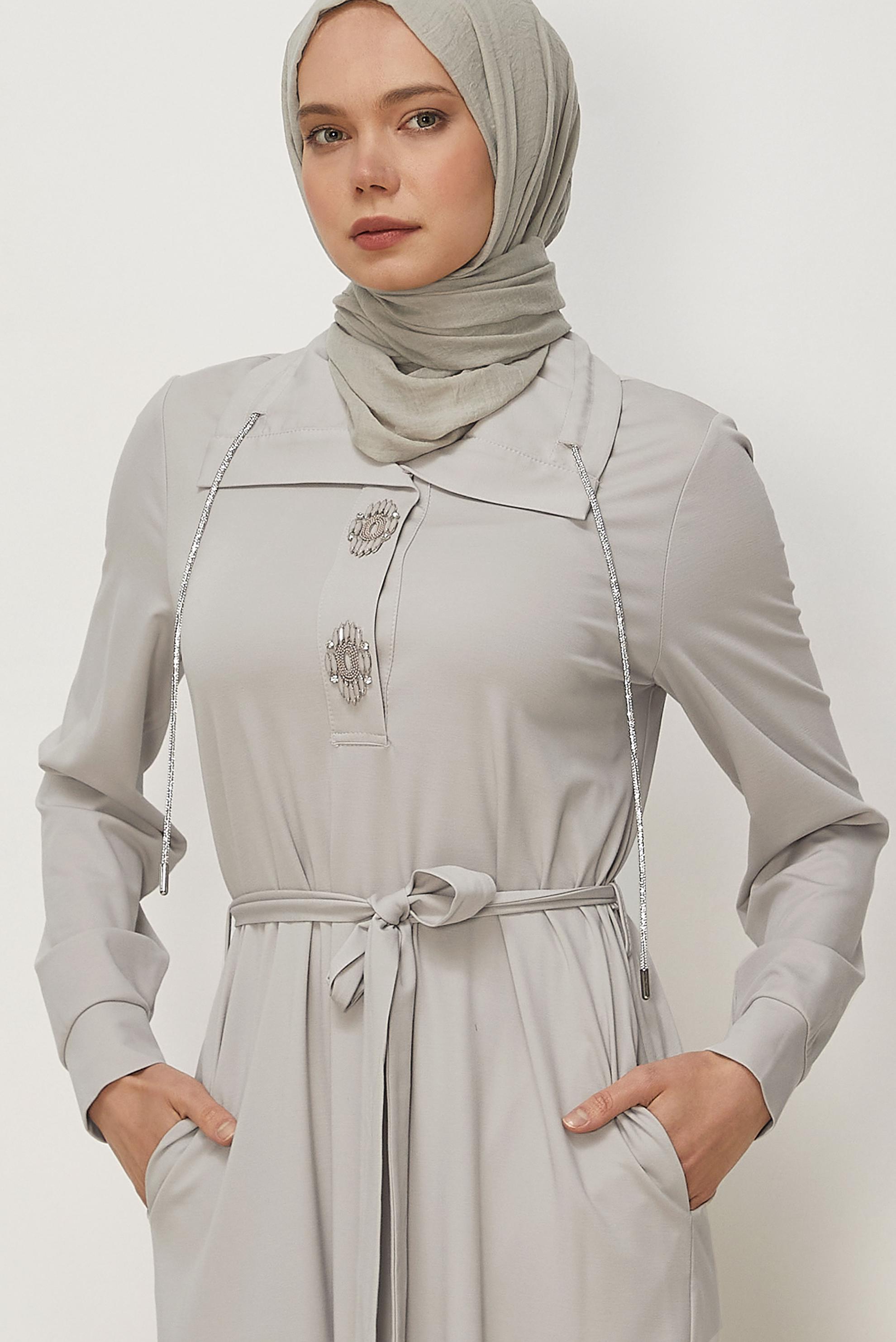 Vêtements hijab BEIGE ROBE DE SURVÊTEMENT CEINTURÉE 46343