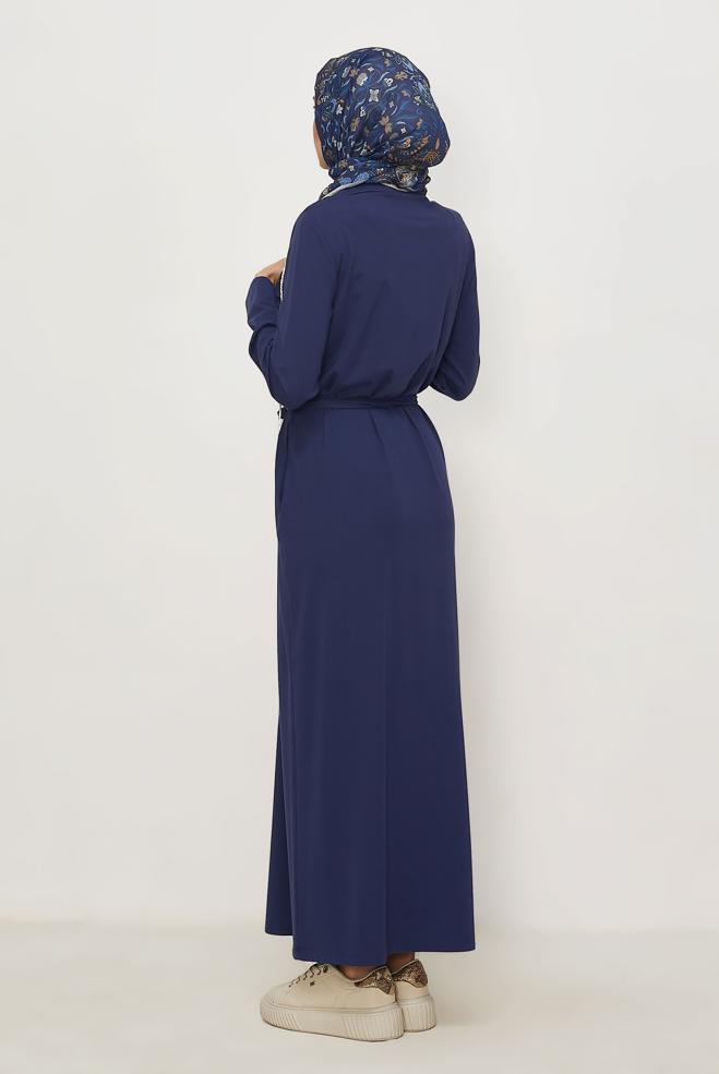 Vêtements hijab BEIGE ROBE DE SURVÊTEMENT CEINTURÉE 46343 - ALVİNA