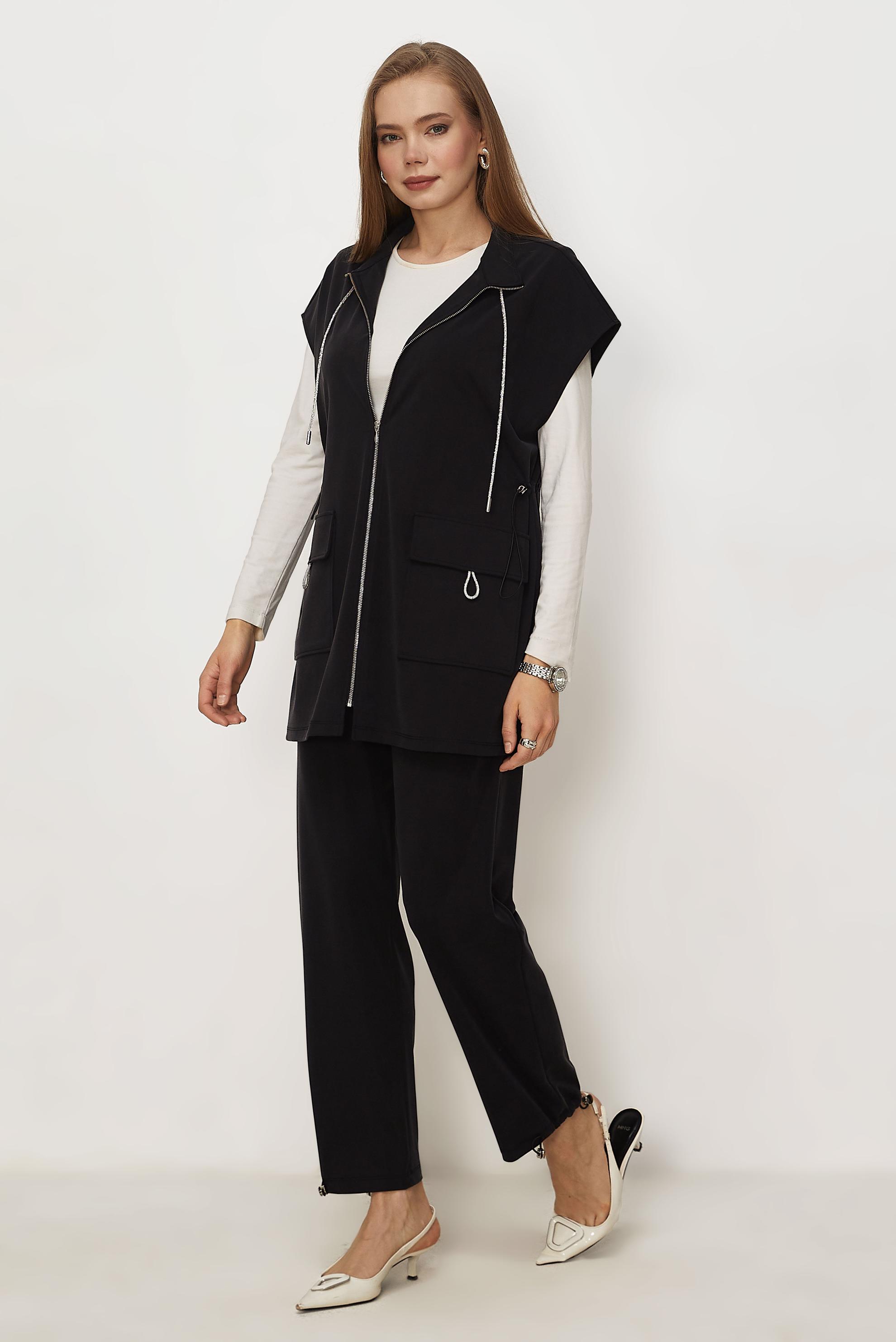 Tesettür giyim SİYAH YELEKLİ EŞOFMAN TAKIMI 46388