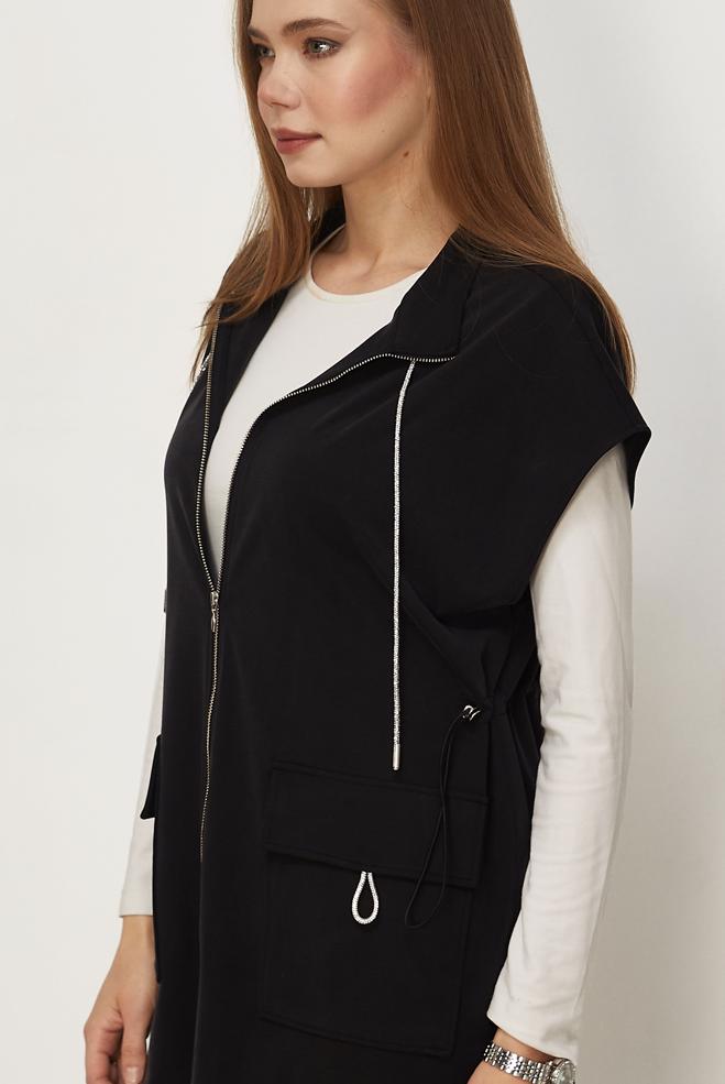 Tesettür giyim SİYAH YELEKLİ EŞOFMAN TAKIMI 46388 - ALVİNA