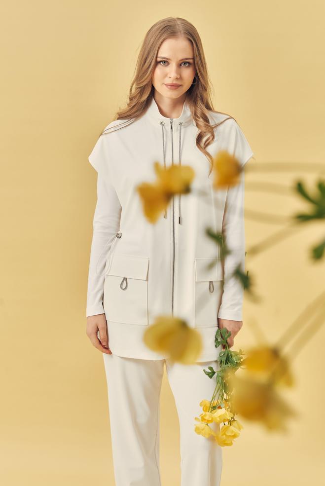 Tesettür giyim BEYAZ YELEKLİ EŞOFMAN TAKIMI 46388 - ALVİNA