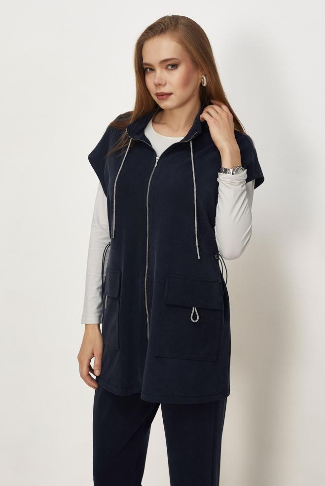 Tesettür giyim LACİVERT YELEKLİ EŞOFMAN TAKIMI 46388 - ALVİNA