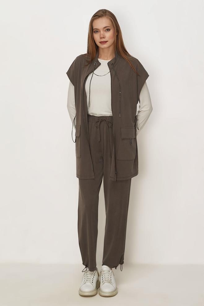 Tesettür giyim VİZON YELEKLİ EŞOFMAN TAKIMI 46388 - ALVİNA