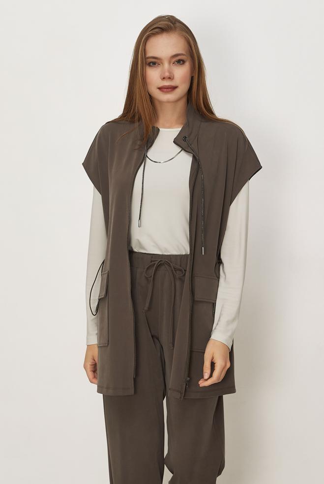 Tesettür giyim VİZON YELEKLİ EŞOFMAN TAKIMI 46388 - ALVİNA