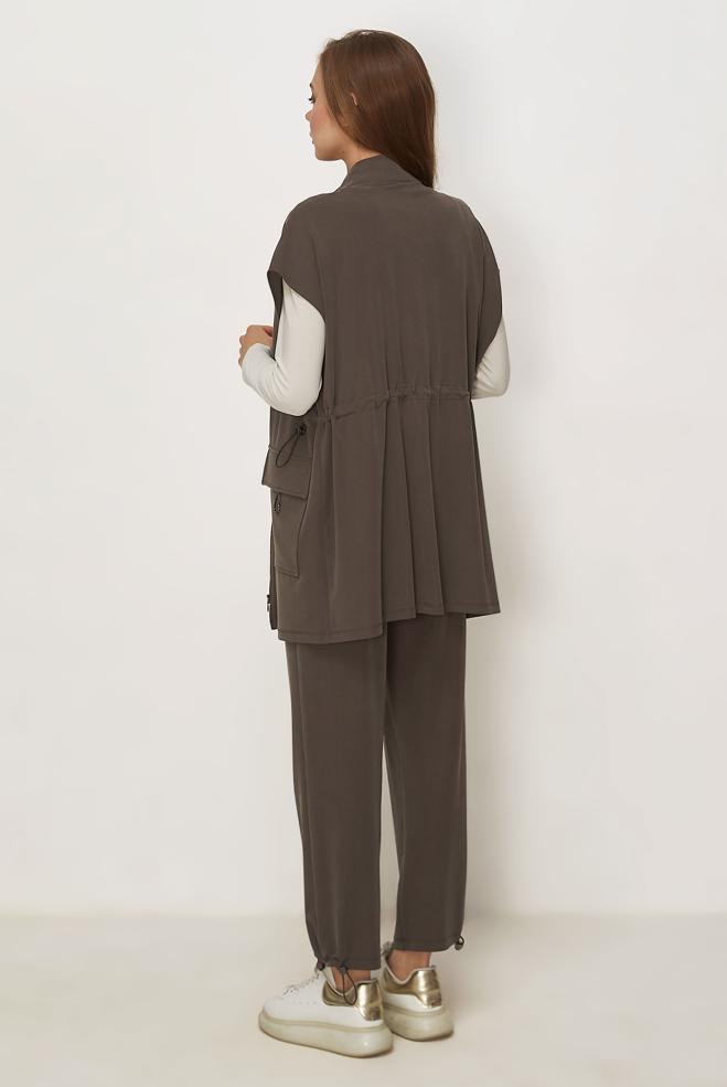 Tesettür giyim VİZON YELEKLİ EŞOFMAN TAKIMI 46388 - ALVİNA