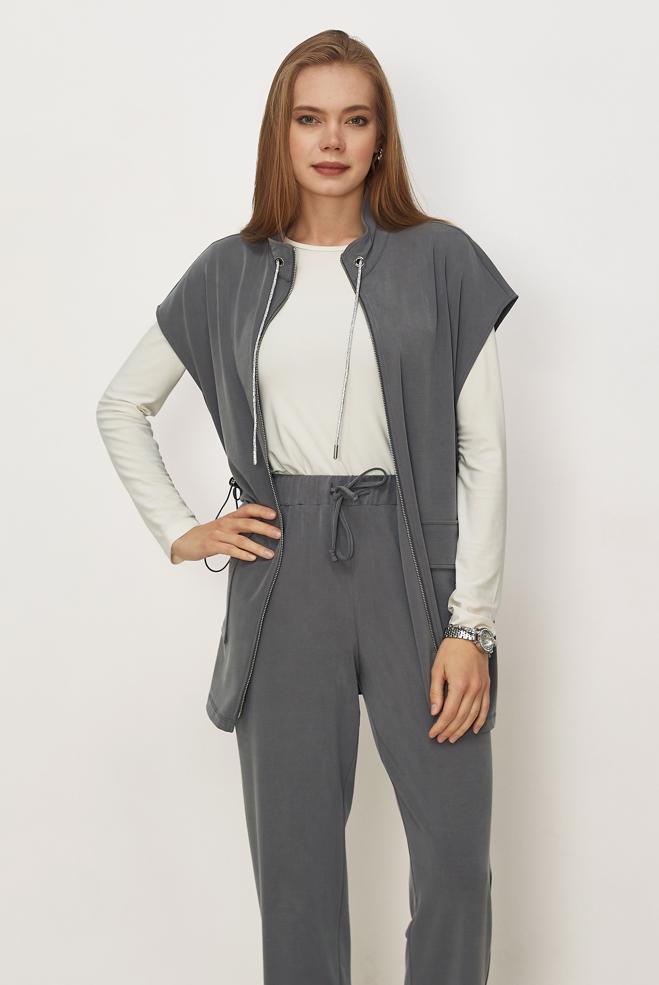 Tesettür giyim BEJ YELEKLİ EŞOFMAN TAKIMI 46388 - ALVİNA