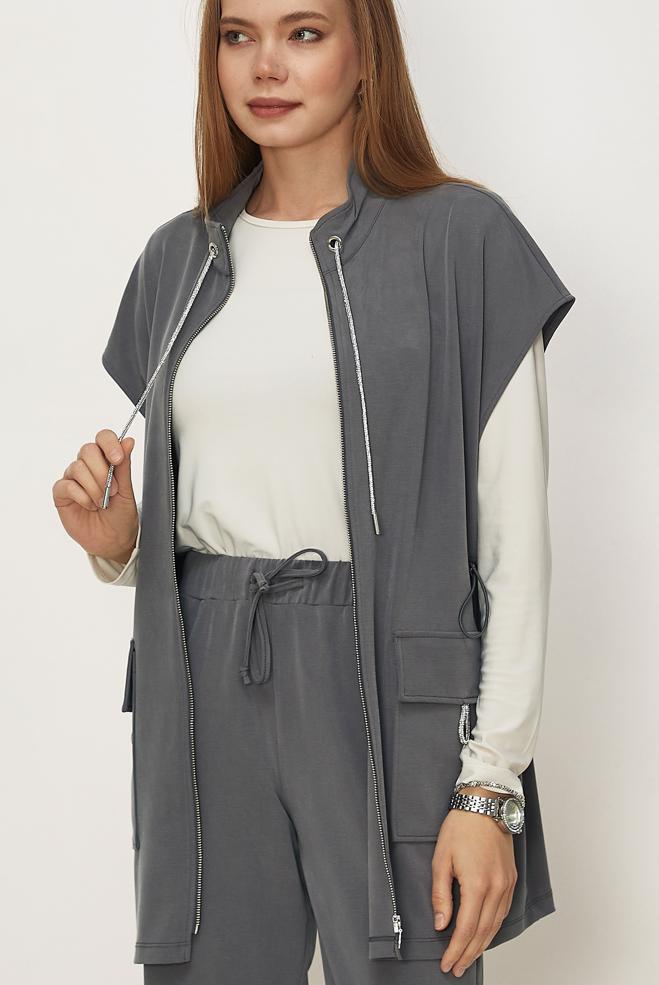 Tesettür giyim BEJ YELEKLİ EŞOFMAN TAKIMI 46388 - ALVİNA