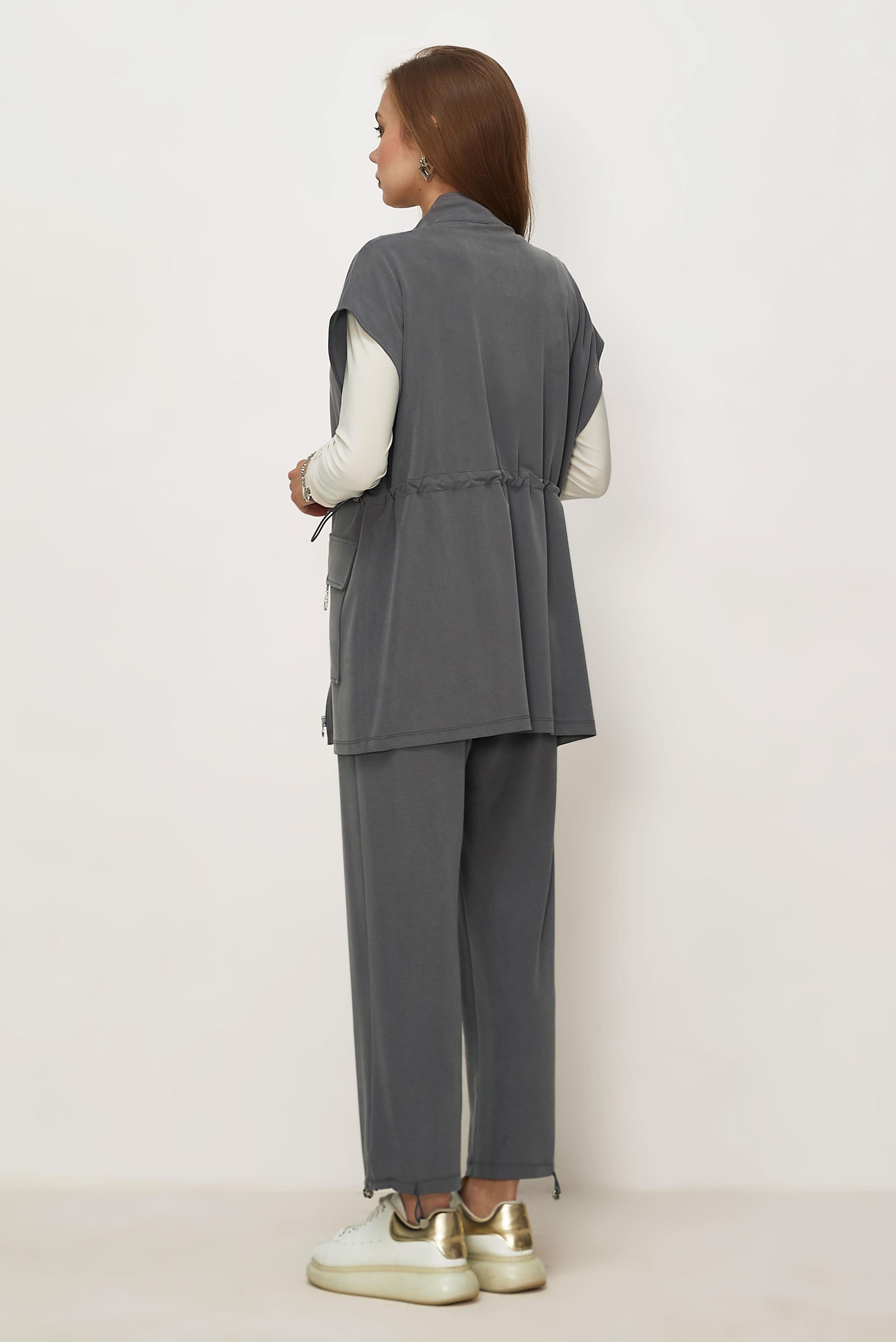 Tesettür giyim GRİ YELEKLİ EŞOFMAN TAKIMI 46388