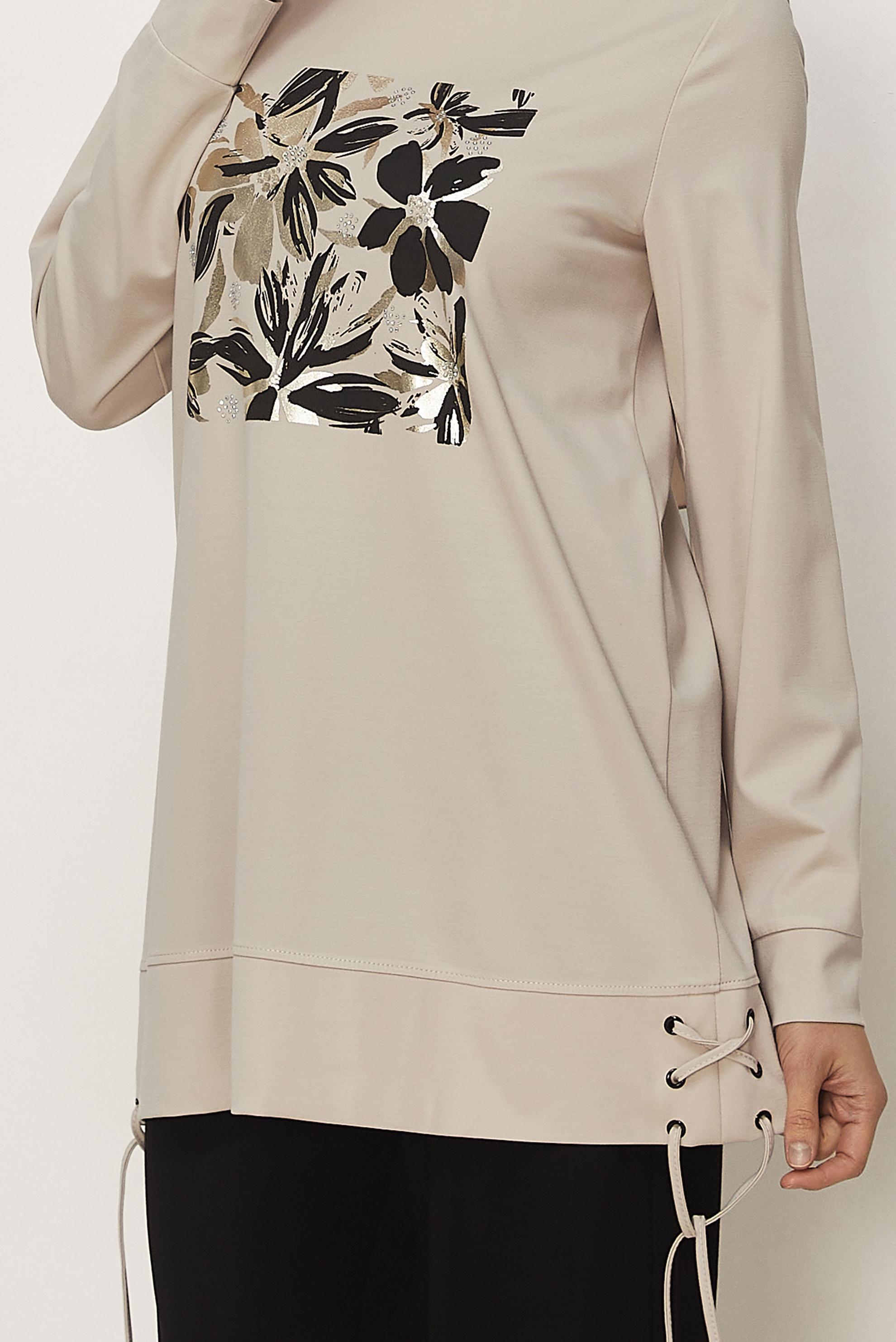 Hijab-Kleidung SCHWARZ TRAININGSANZUG MIT BLUMENDETAIL 46389