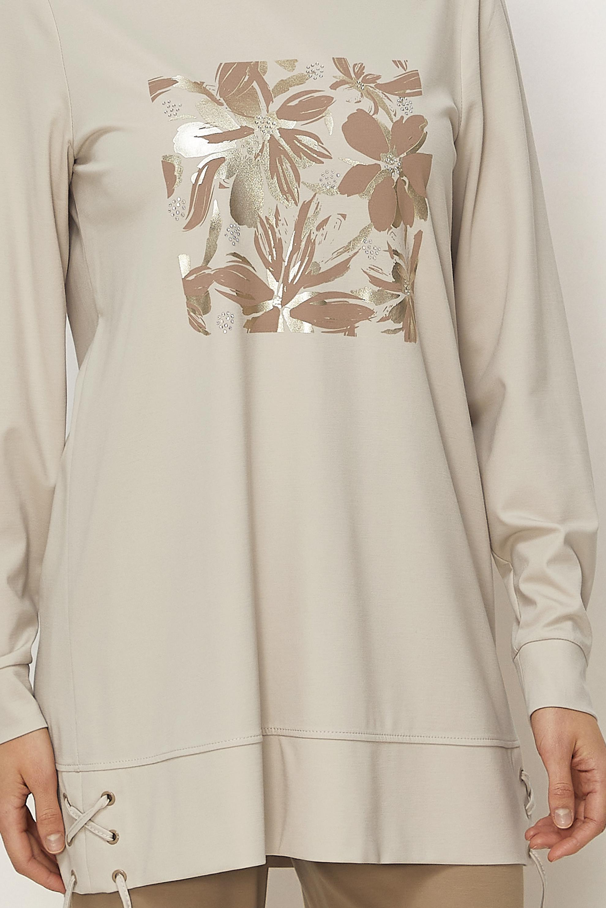 Hijab-Kleidung BRAUN TRAININGSANZUG MIT BLUMENDETAIL 46389