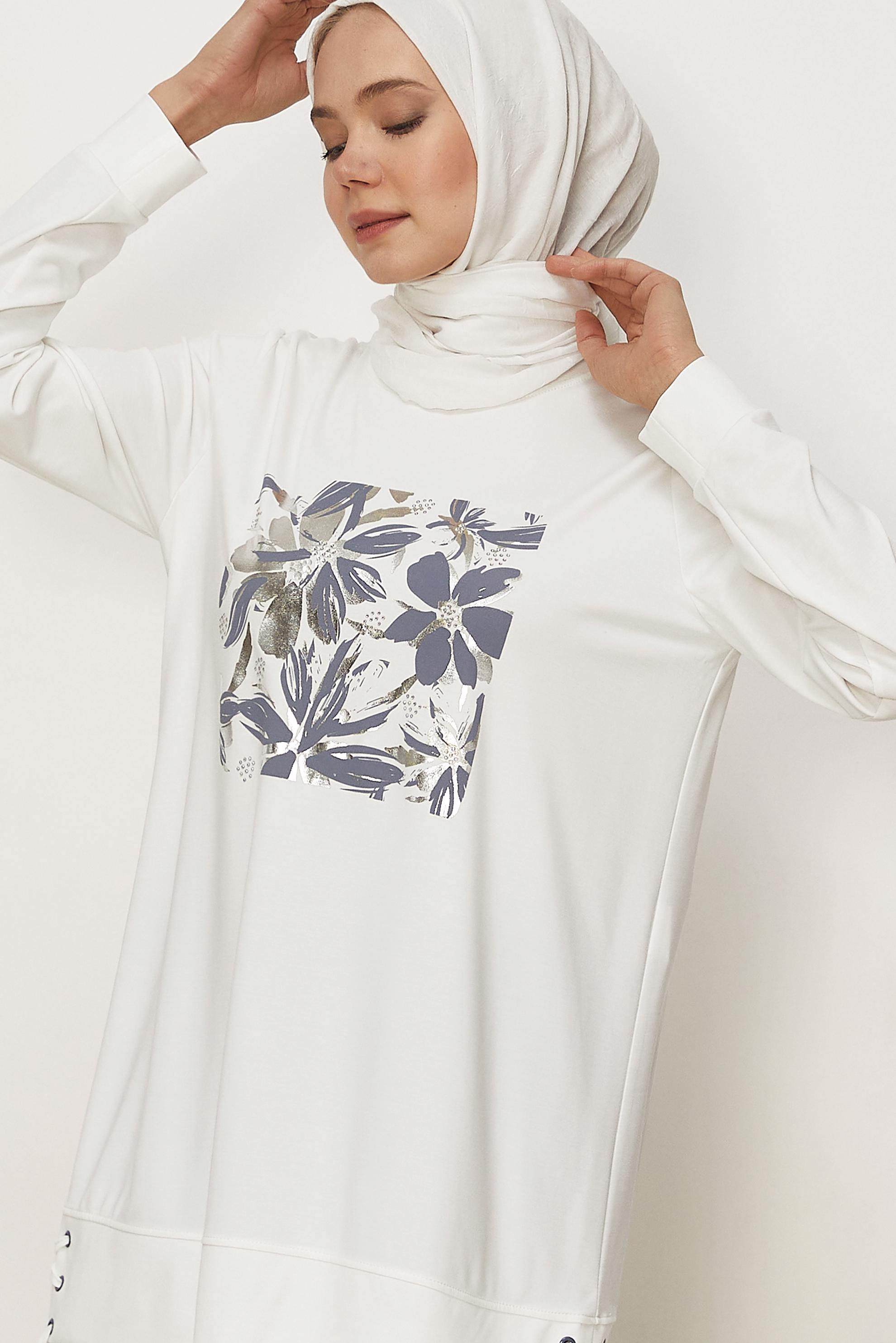 Tesettür giyim LACİVERT ÇİÇEK DETAYLI EŞOFMAN TAKIMI 46389