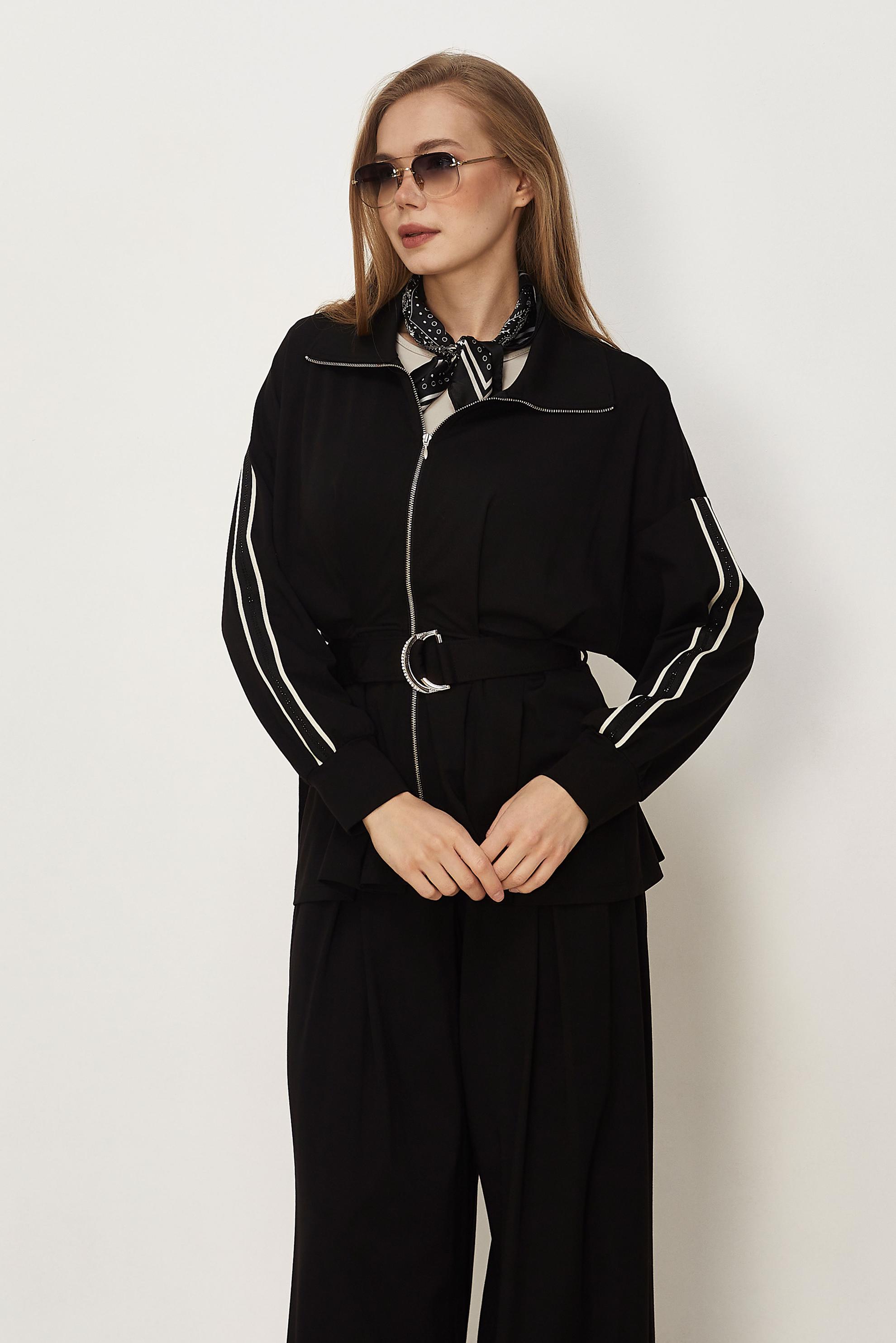 Hijab-Kleidung SCHWARZ TRAININGSANZUG MIT GÜRTEL 46390