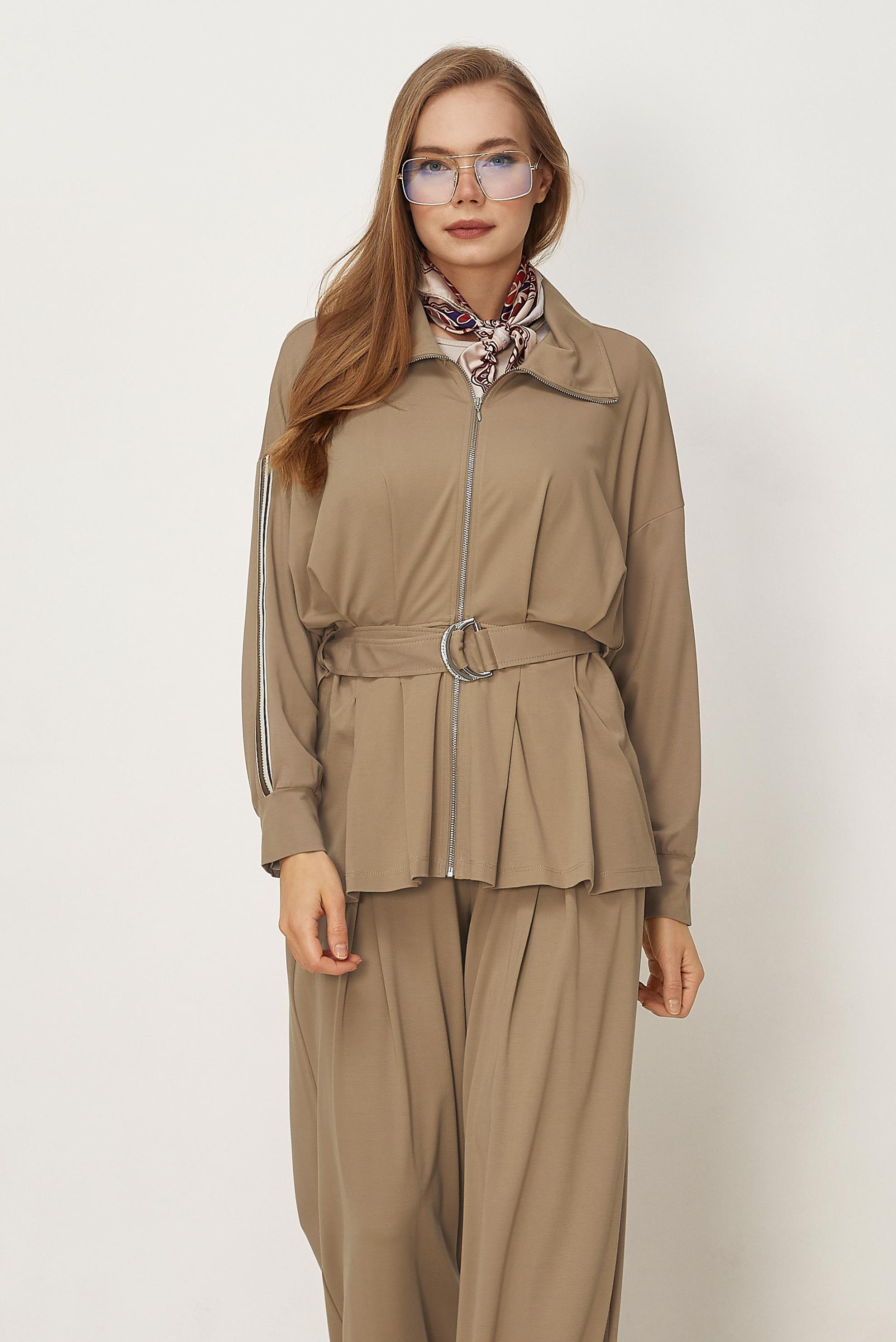 Hijab-Kleidung BRAUN TRAININGSANZUG MIT GÜRTEL 46390