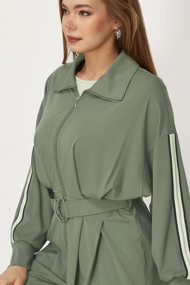 Hijab-Kleidung KHAKI TRAININGSANZUG MIT GÜRTEL 46390 - ALVİNA