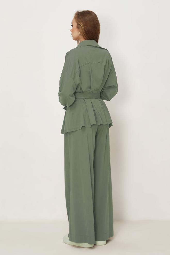 Hijab-Kleidung KHAKI TRAININGSANZUG MIT GÜRTEL 46390 - ALVİNA