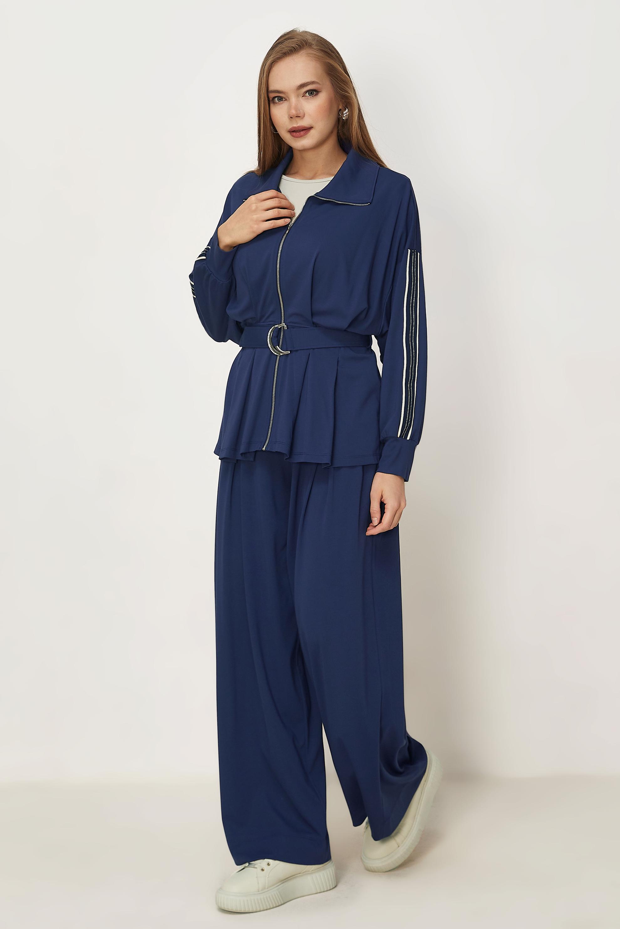 Hijab-Kleidung NAVY BLAU TRAININGSANZUG MIT GÜRTEL 46390