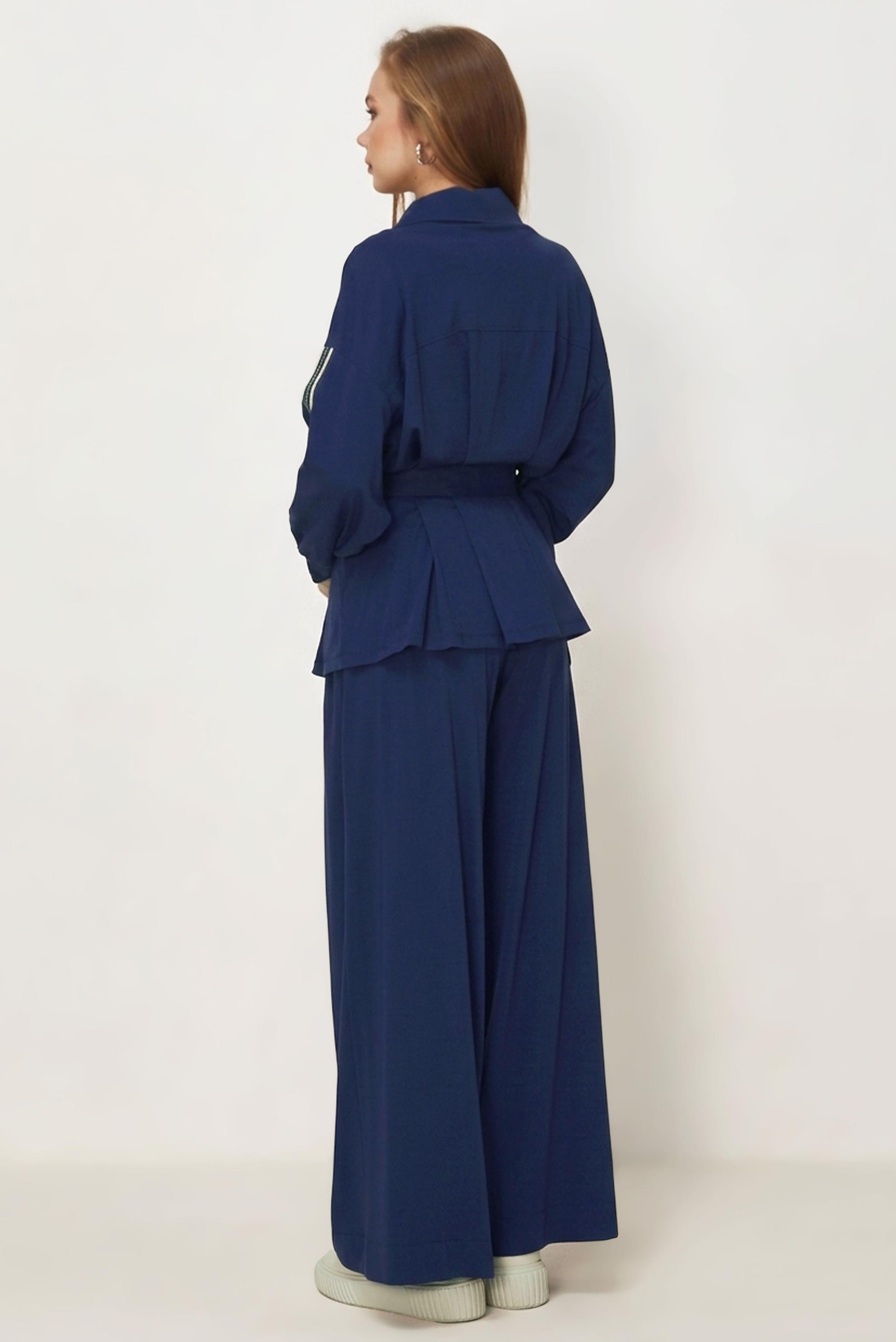 Hijab-Kleidung NAVY BLAU TRAININGSANZUG MIT GÜRTEL 46390