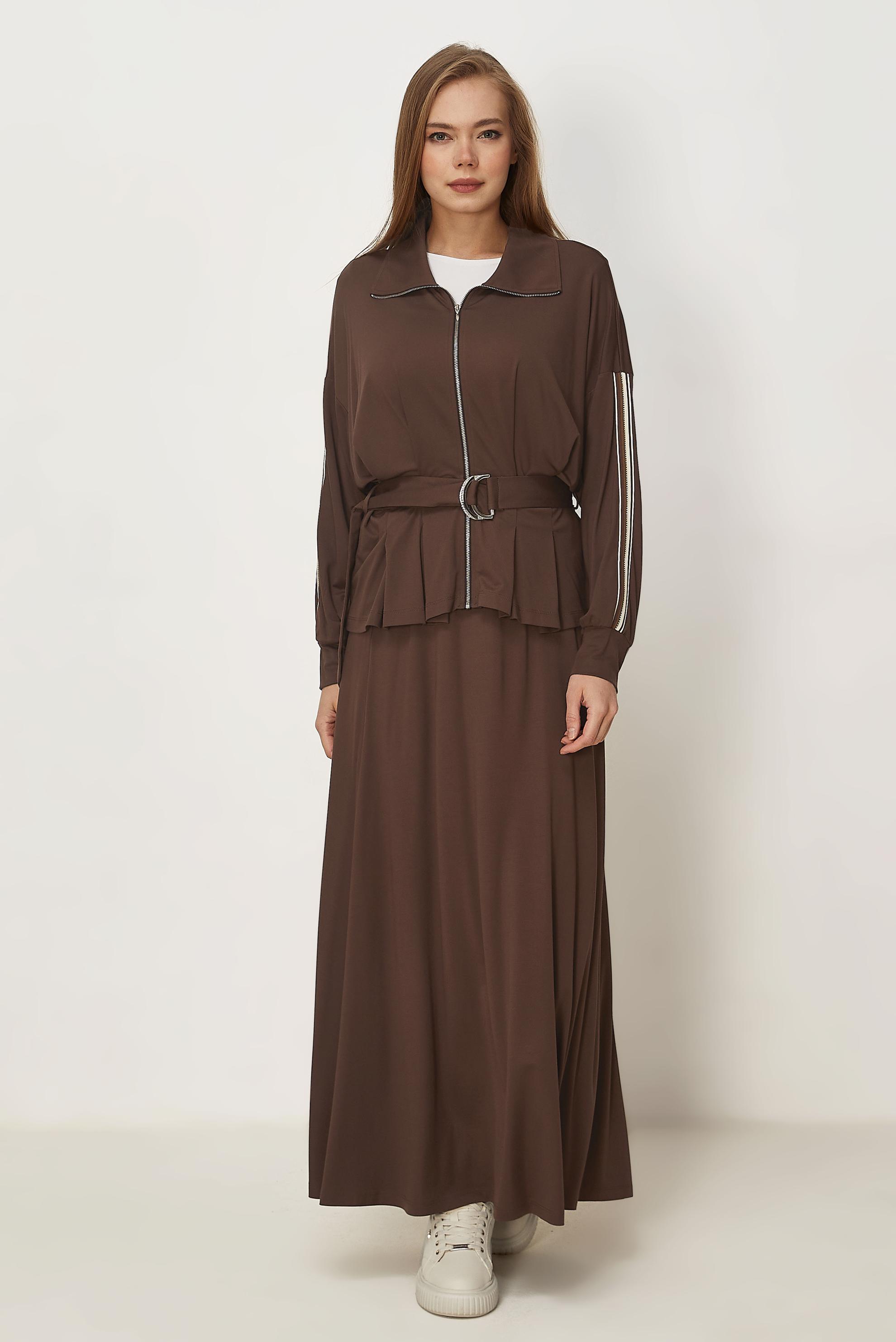 Hijab-Kleidung BRAUN TRAININGSANZUG-SET MIT RÖCKEN 46391