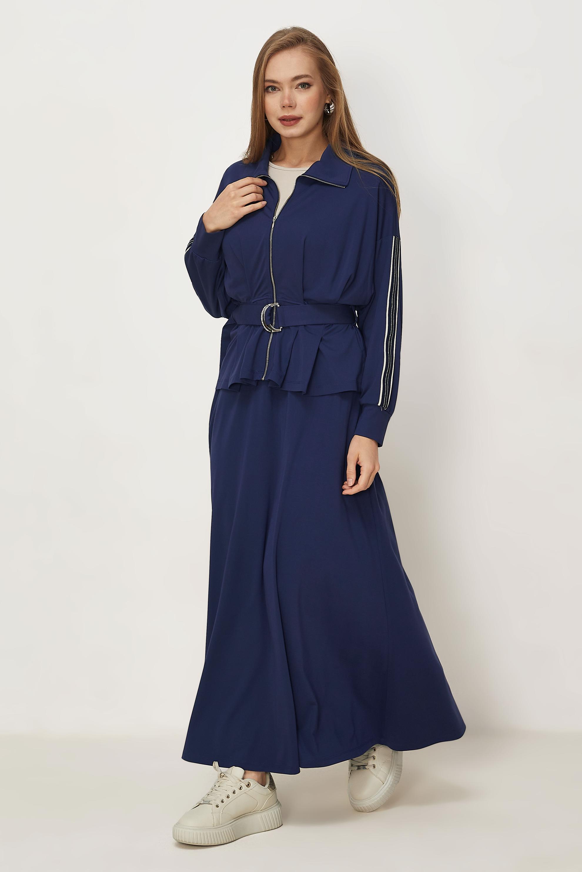 Hijab-Kleidung NAVY BLAU TRAININGSANZUG-SET MIT RÖCKEN 46391
