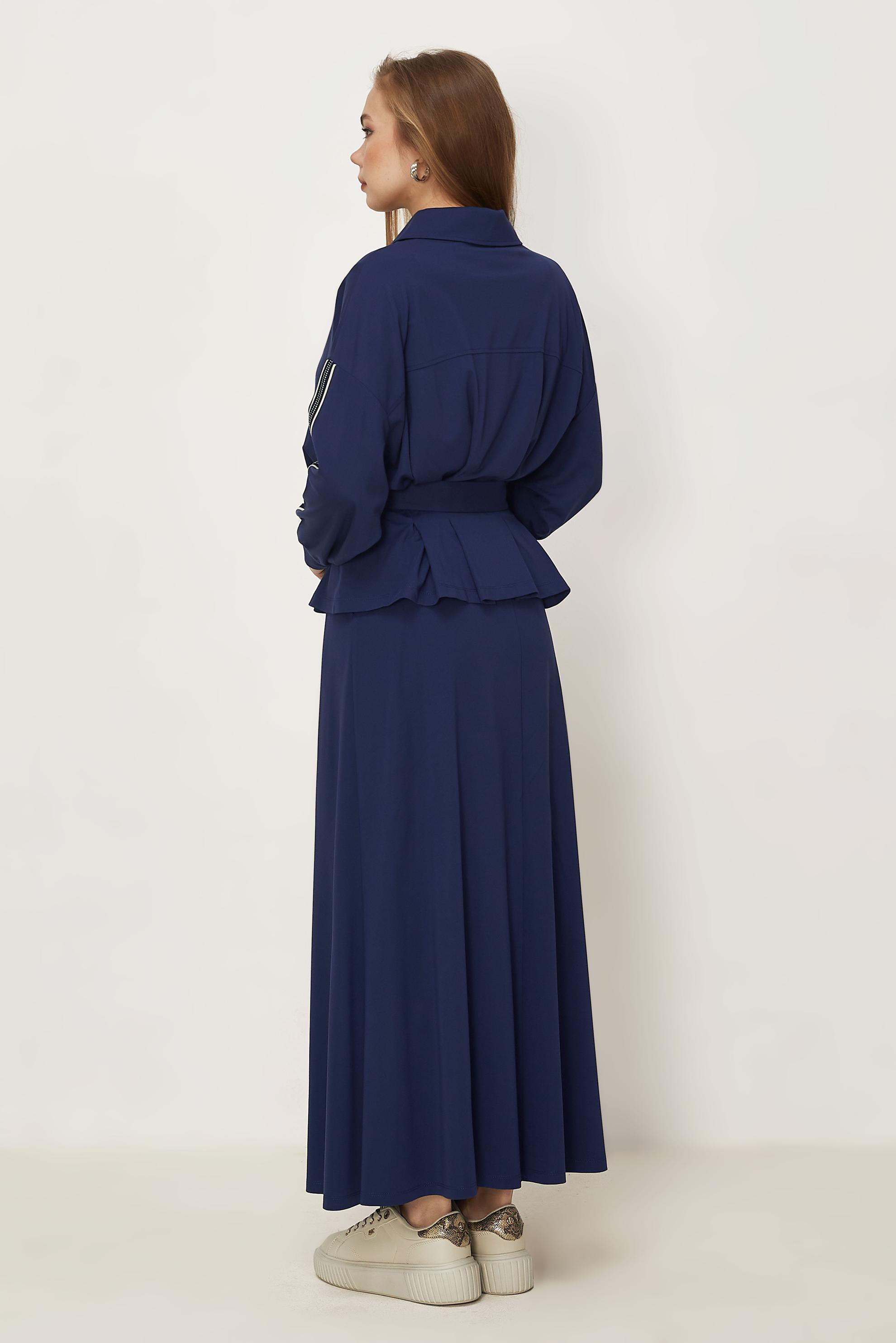 Hijab-Kleidung NAVY BLAU TRAININGSANZUG-SET MIT RÖCKEN 46391