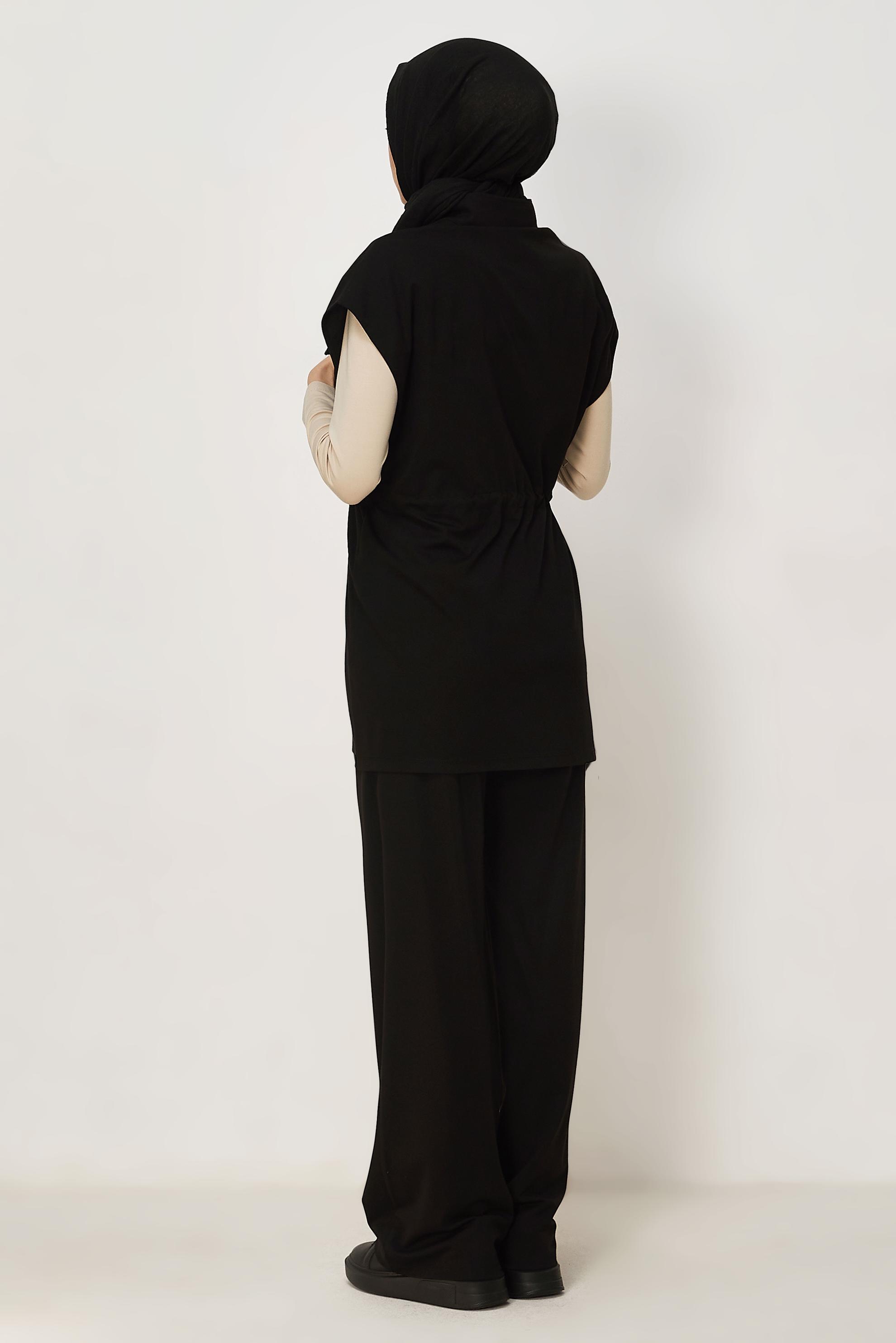Vêtements hijab NOIR ENSEMBLE SURVÊTEMENT AVEC GILET 46447