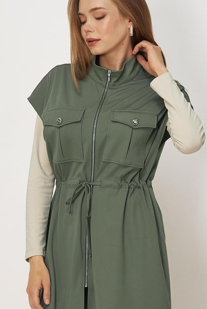 Vêtements hijab KAKI ENSEMBLE SURVÊTEMENT AVEC GILET 46447 - ALVİNA