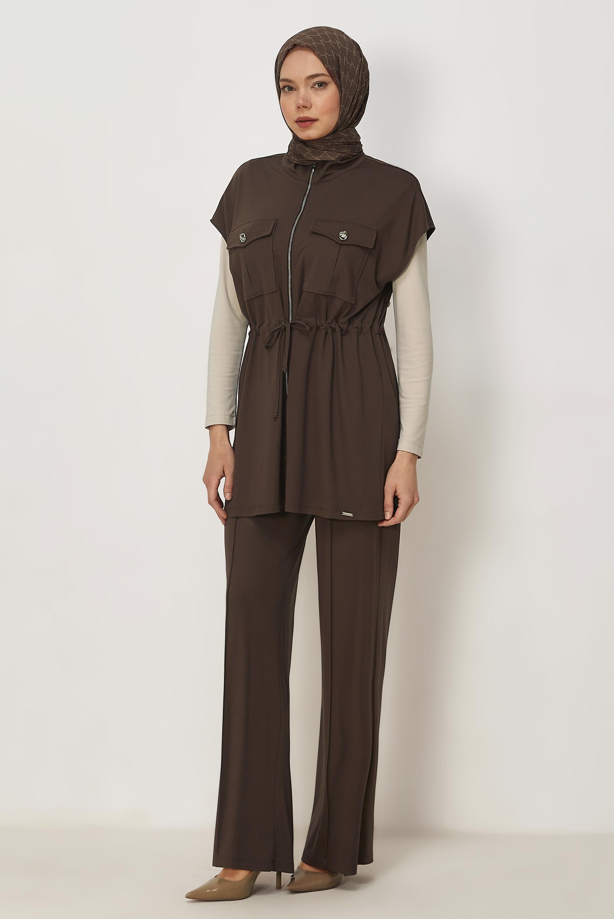 Vêtements hijab BRUN ENSEMBLE SURVÊTEMENT AVEC GILET 46447