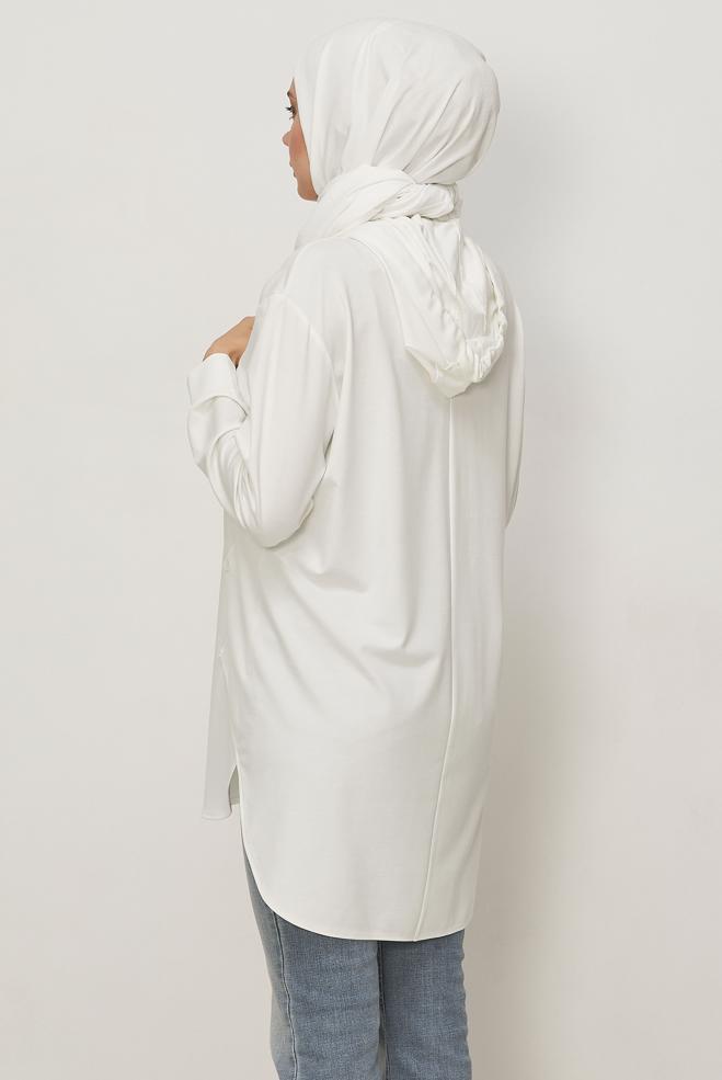 Hijab clothing WHITE HOODED TRACKSUIT TUNIC 46448 - ALVİNA