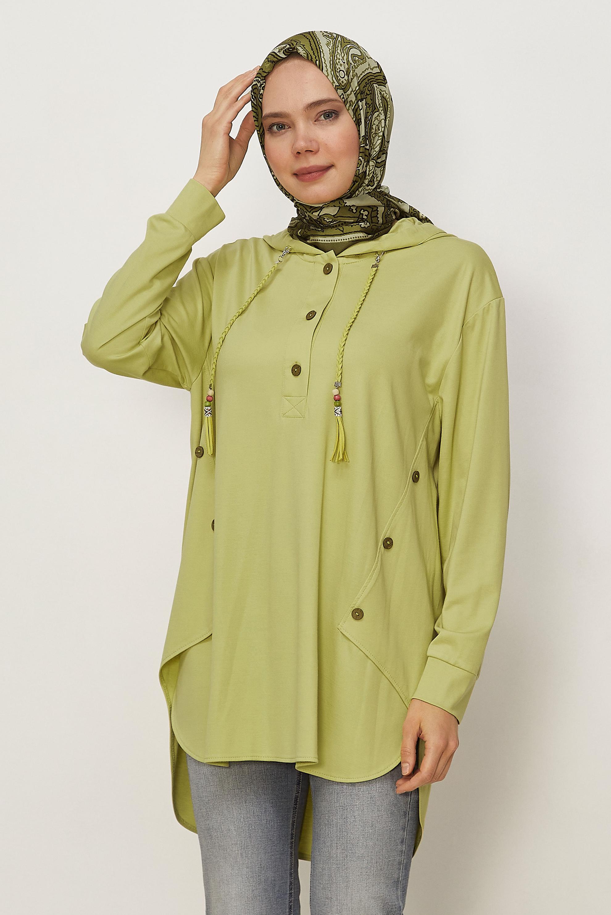 Hijab clothing BEIGE HOODED TRACKSUIT TUNIC 46448