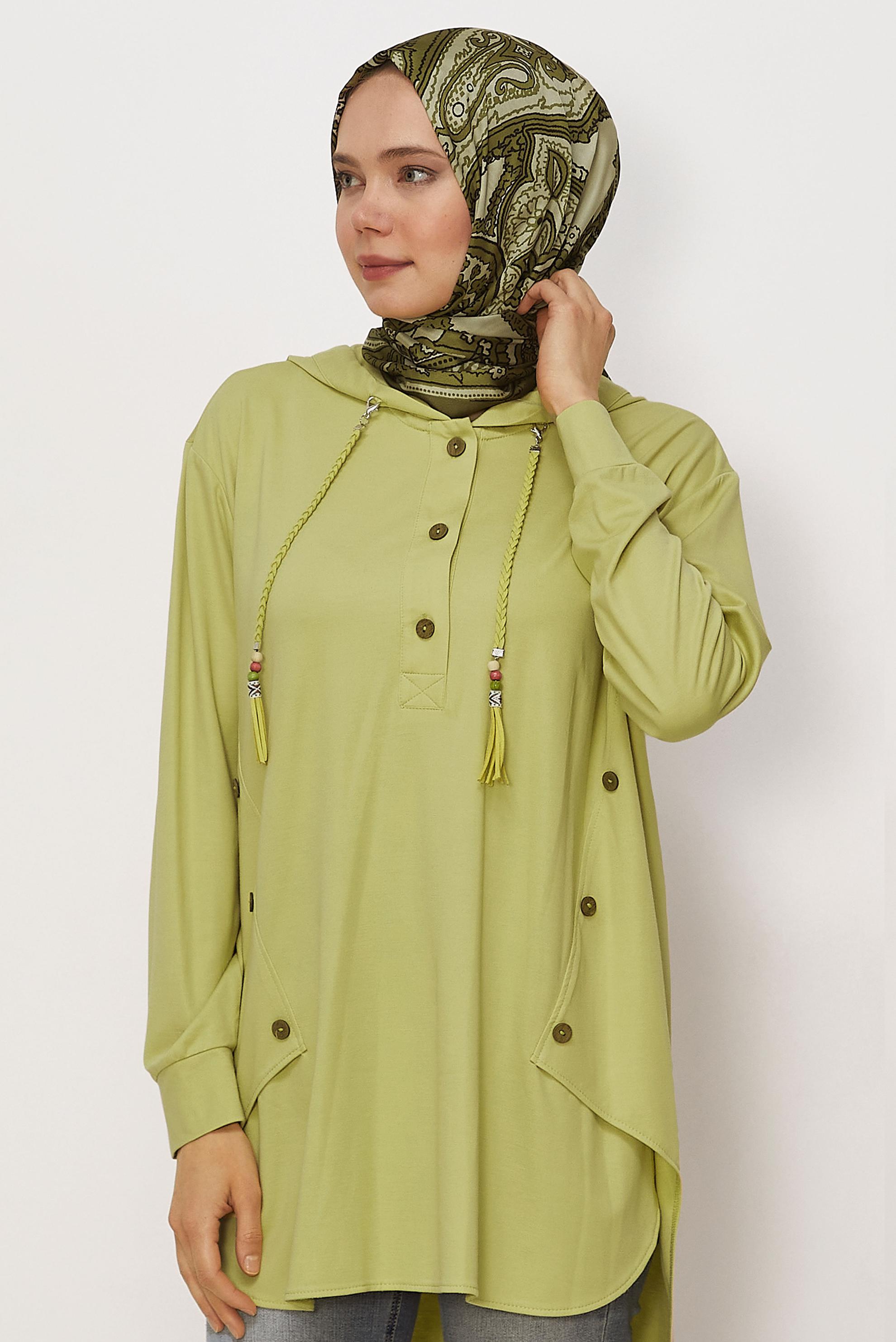 Hijab clothing BEIGE HOODED TRACKSUIT TUNIC 46448