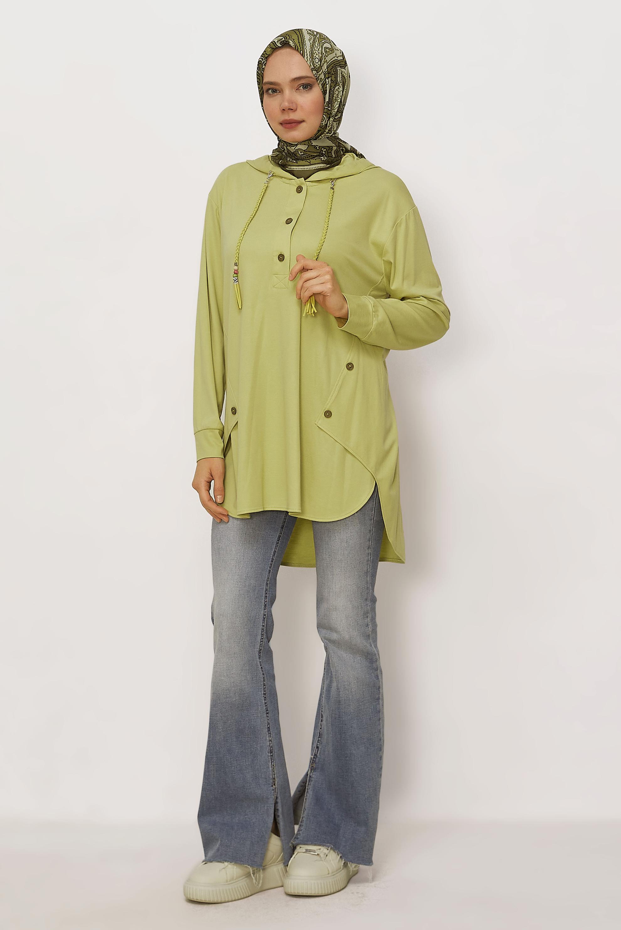 Hijab clothing BEIGE HOODED TRACKSUIT TUNIC 46448