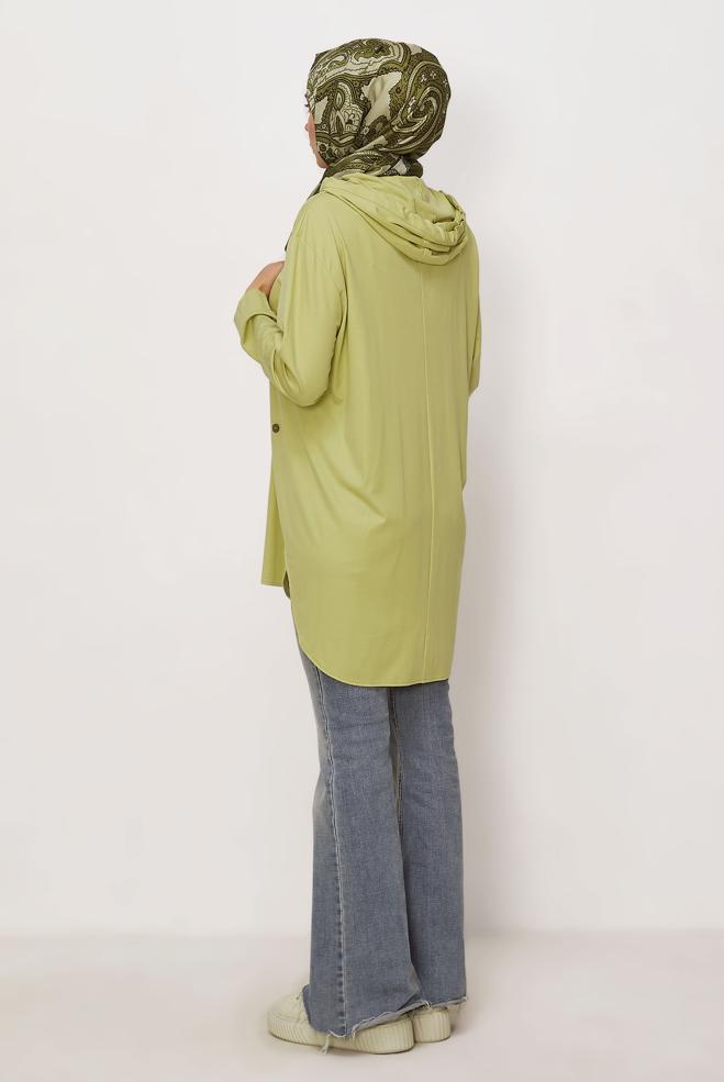 Hijab clothing BEIGE HOODED TRACKSUIT TUNIC 46448 - ALVİNA