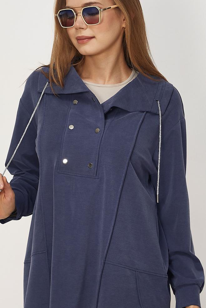 Vêtements hijab BLEU MARINE TUNIQUE DE SURVÊTEMENT MODALE 46449 - ALVİNA