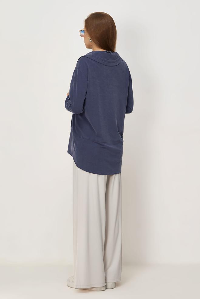 Vêtements hijab BLEU MARINE TUNIQUE DE SURVÊTEMENT MODALE 46449 - ALVİNA