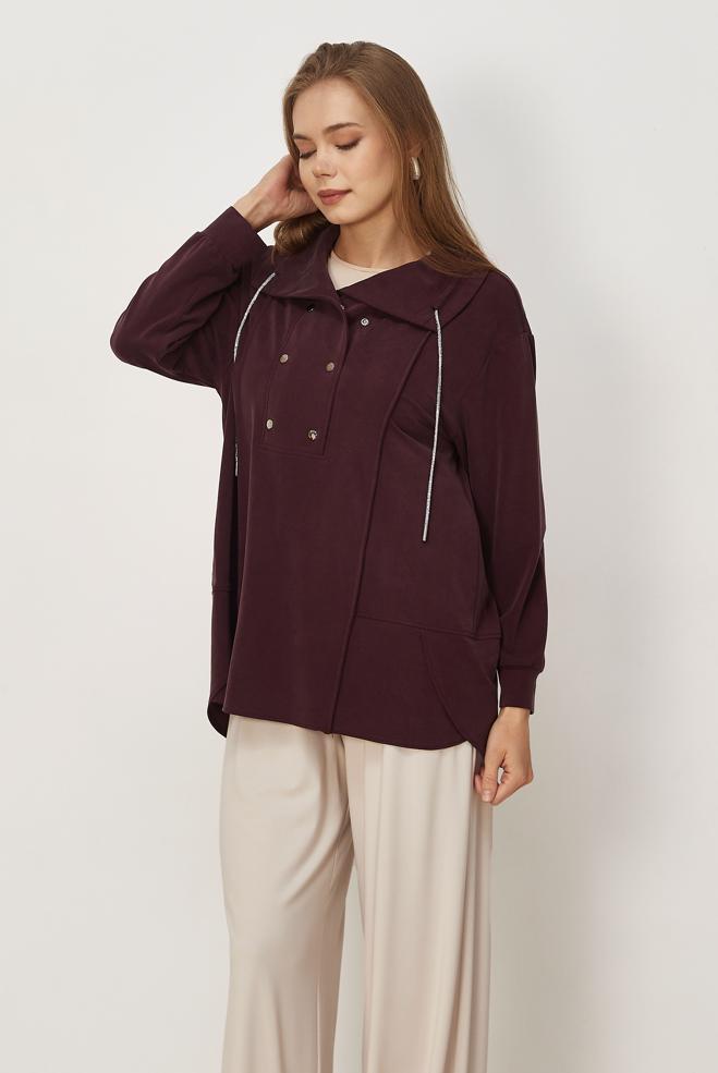 Vêtements hijab ROUGE BORDEAUX TUNIQUE DE SURVÊTEMENT MODALE 46449 - ALVİNA