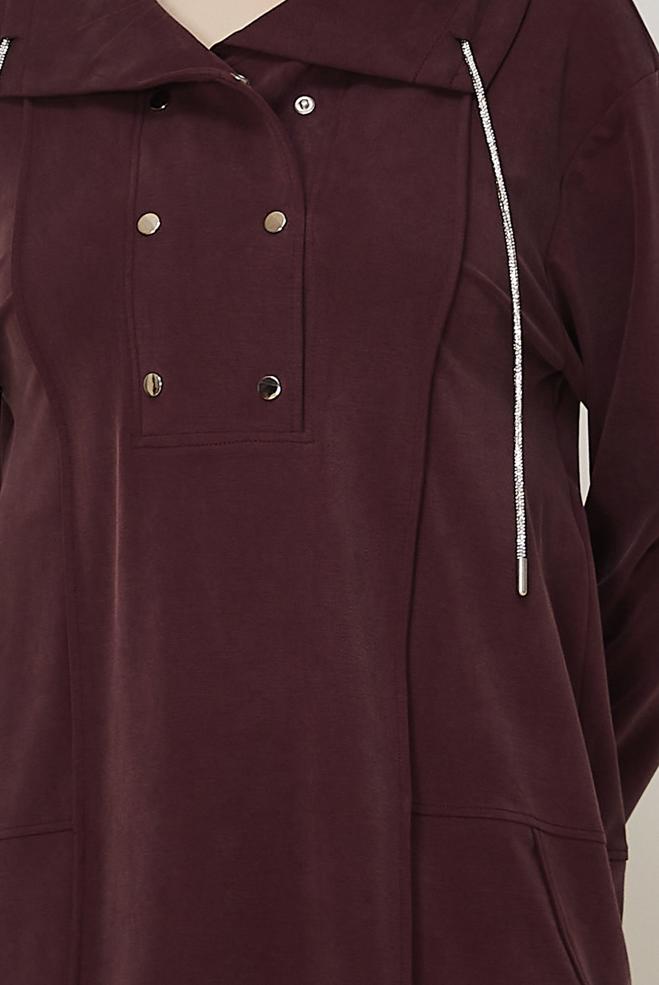 Vêtements hijab ROUGE BORDEAUX TUNIQUE DE SURVÊTEMENT MODALE 46449 - ALVİNA