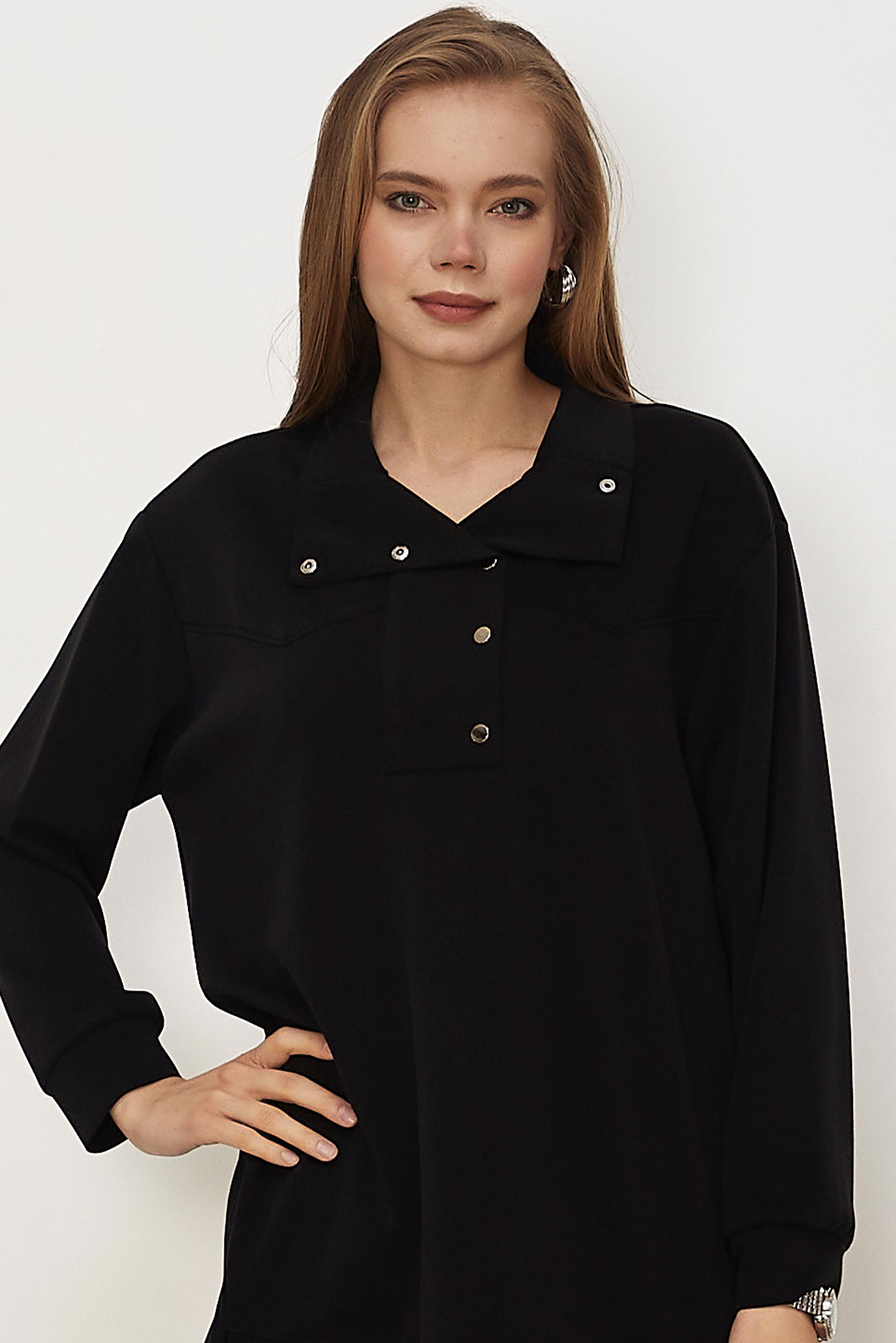 Hijab clothing BLACK SMOCKED TRACKSUIT TUNIC 46470