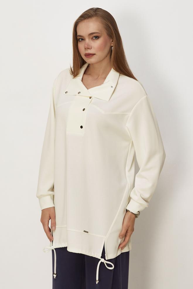 Hijab clothing WHITE SMOCKED TRACKSUIT TUNIC 46470 - ALVİNA