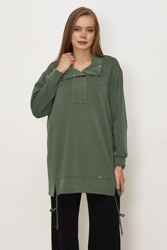 Hijab clothing KHAKI SMOCKED TRACKSUIT TUNIC 46470 - ALVİNA