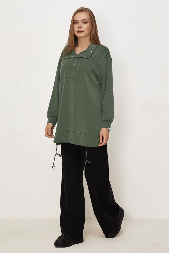 Hijab clothing KHAKI SMOCKED TRACKSUIT TUNIC 46470 - ALVİNA