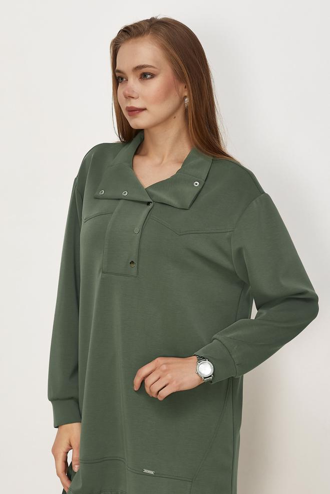 Hijab clothing KHAKI SMOCKED TRACKSUIT TUNIC 46470 - ALVİNA