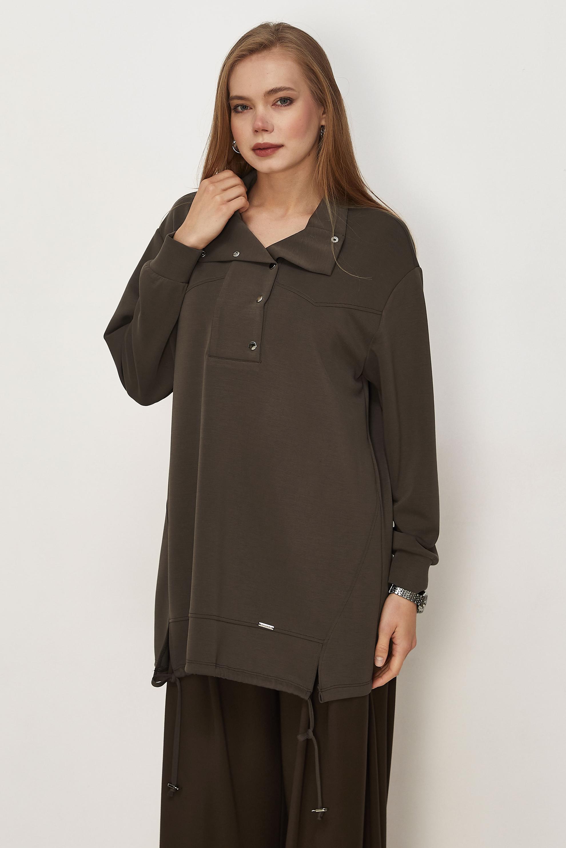 Hijab clothing BROWN SMOCKED TRACKSUIT TUNIC 46470