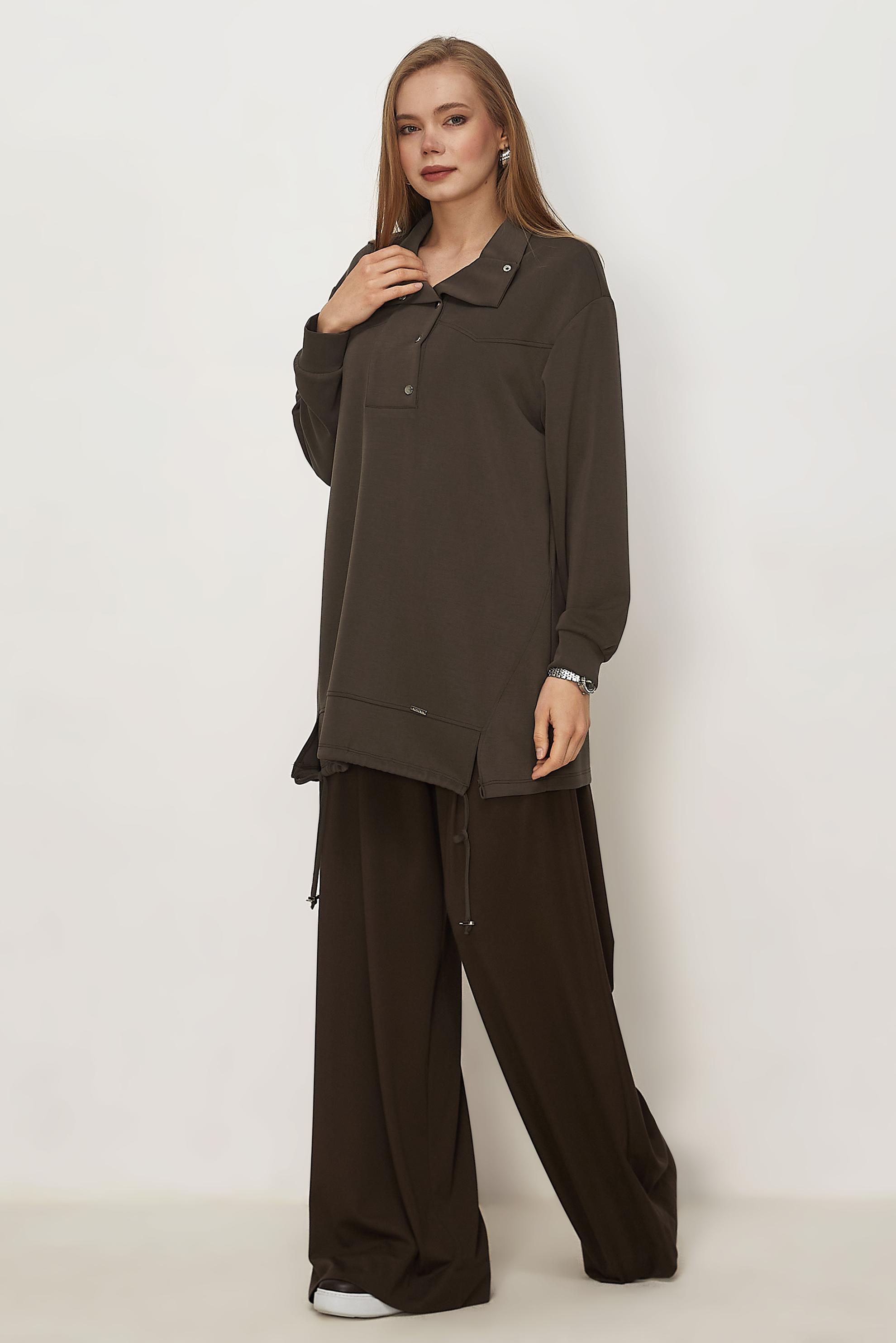Hijab clothing BROWN SMOCKED TRACKSUIT TUNIC 46470