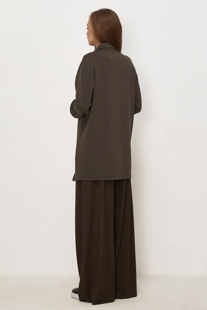 Hijab clothing BROWN SMOCKED TRACKSUIT TUNIC 46470 - ALVİNA