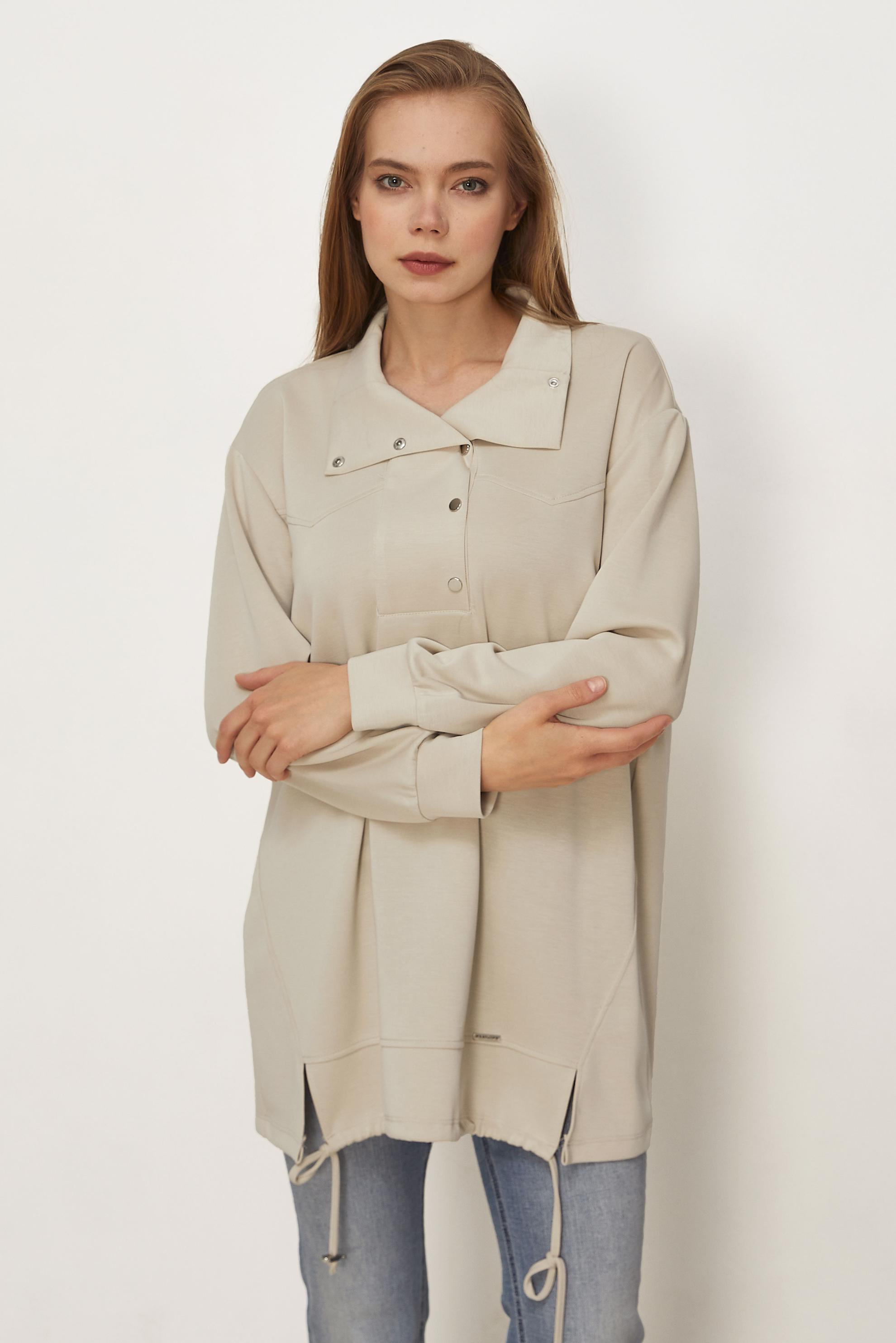 Hijab clothing BEIGE SMOCKED TRACKSUIT TUNIC 46470