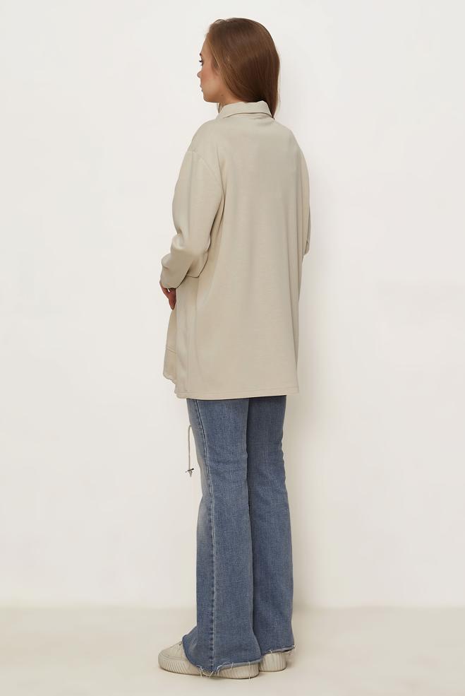 Hijab clothing BEIGE SMOCKED TRACKSUIT TUNIC 46470 - ALVİNA