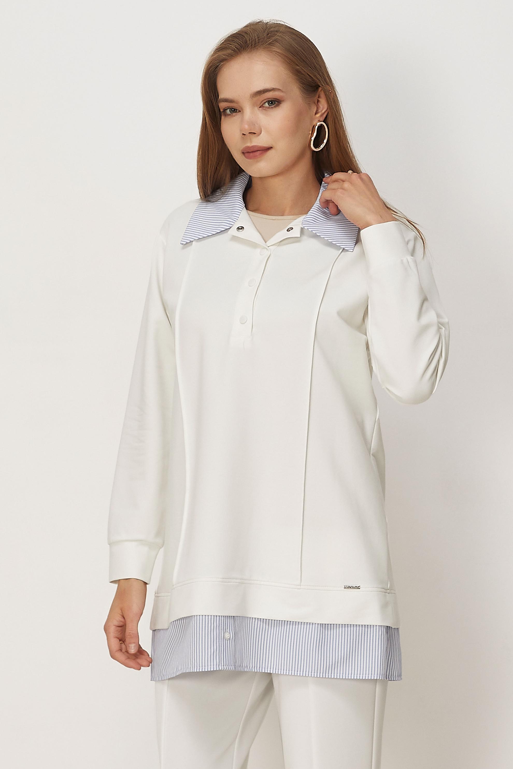 Vêtements hijab BLANC TUNIQUE DE SURVÊTEMENT COL CHEMISE 46471