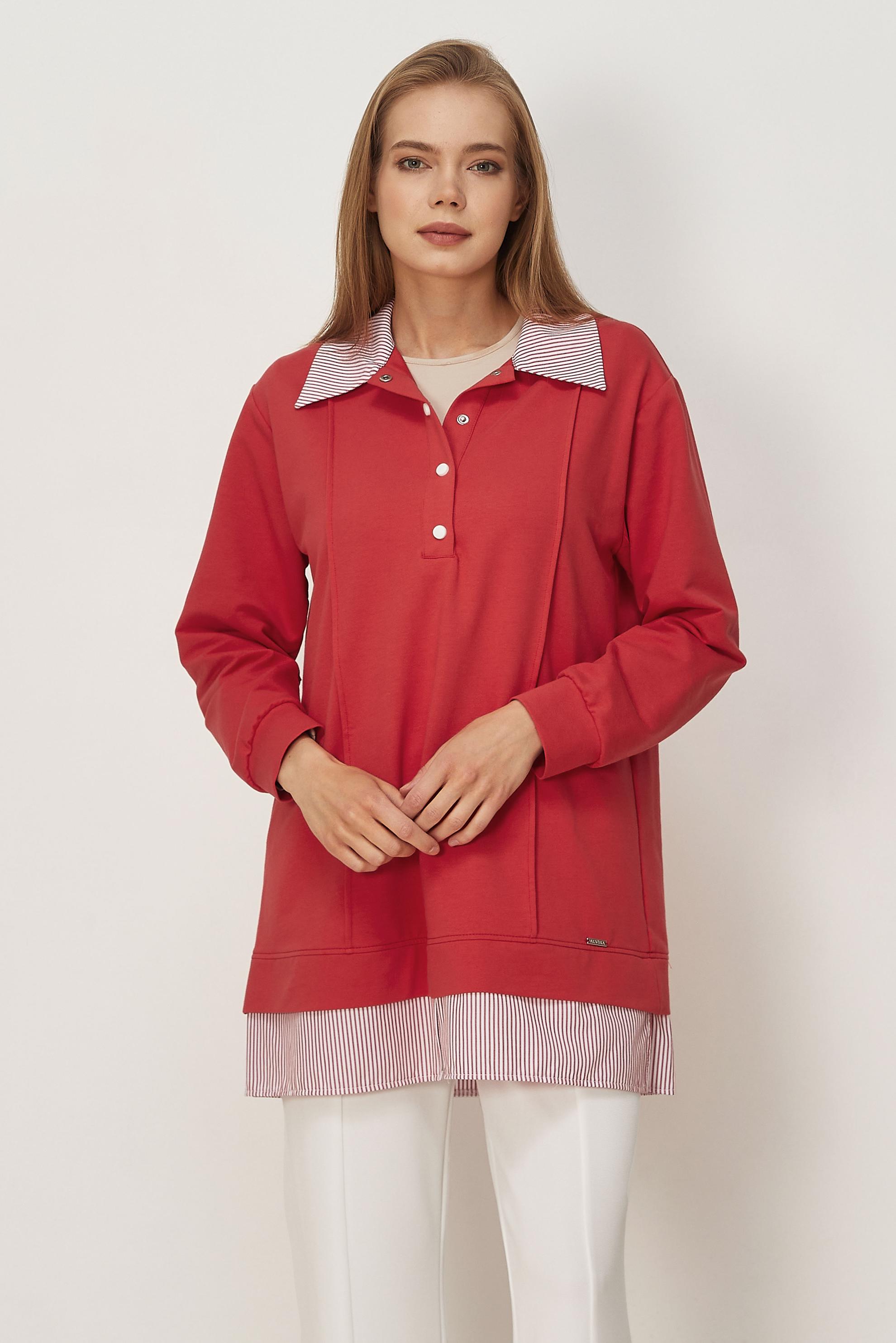 Vêtements hijab BEIGE TUNIQUE DE SURVÊTEMENT COL CHEMISE 46471