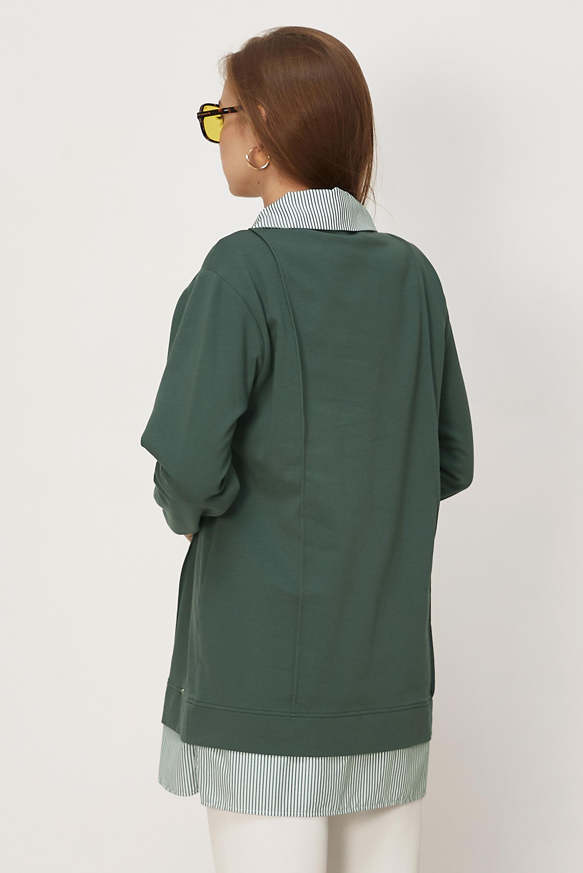 Vêtements hijab VERT TUNIQUE DE SURVÊTEMENT COL CHEMISE 46471